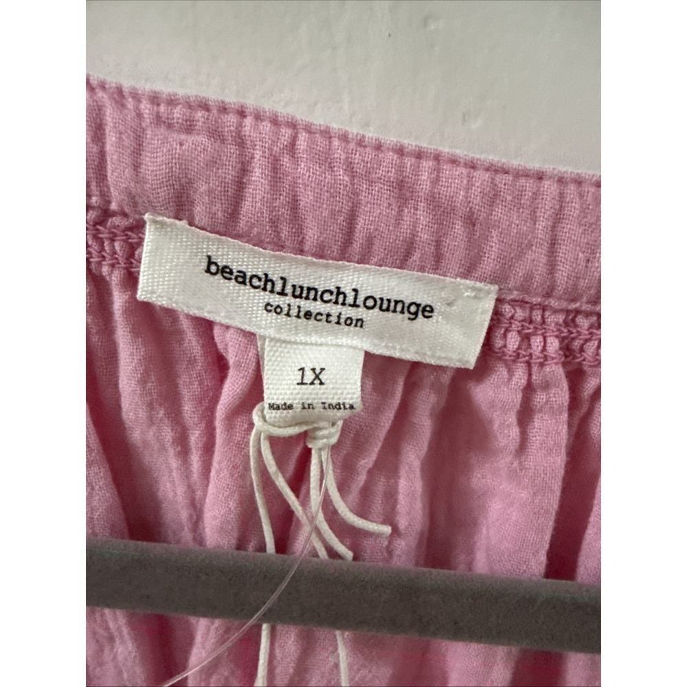 BeachLunchLounge Pink Gauze Lightweight Flutter Sleeve Blouse 1X Plus New Tags - Picture 4 of 9
